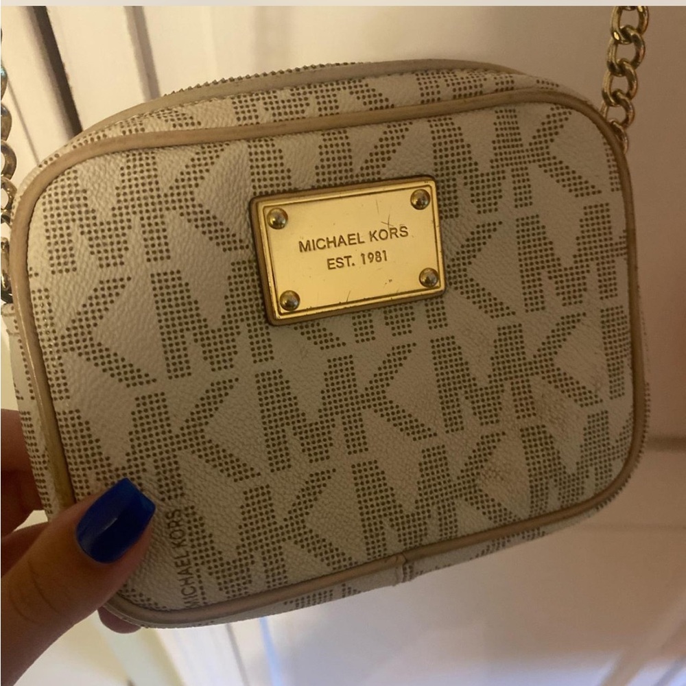Michael Kors Cream Crossbody Bag with Gold Accents